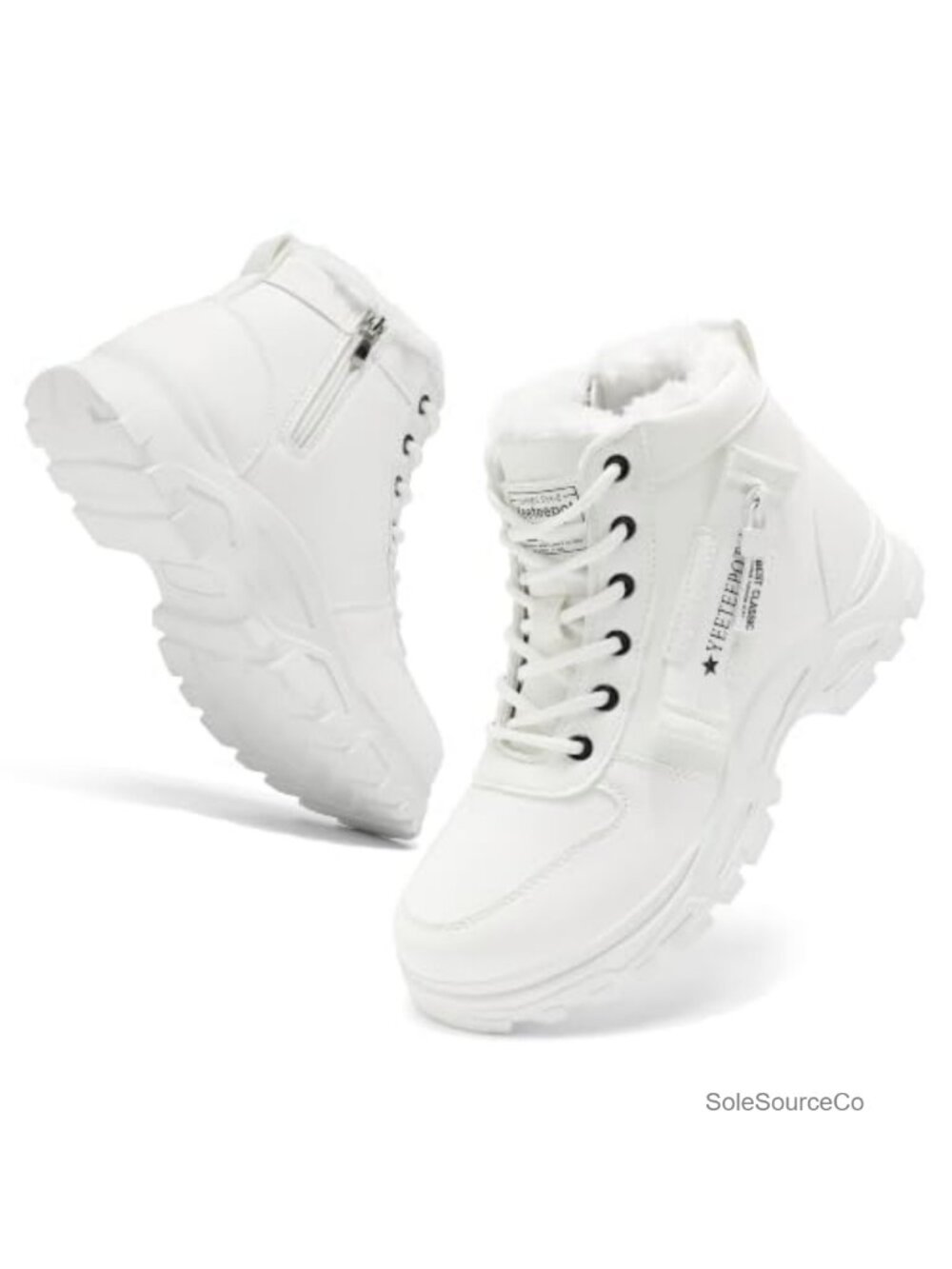 Womens Snow Boots Faux Leather Ankle Booties Lace Up Warm Winter Shoes